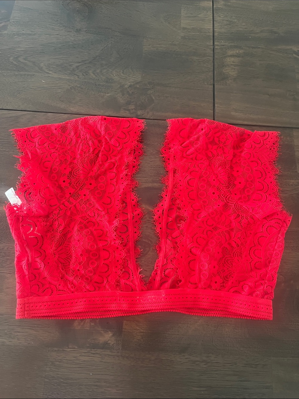 Free People Large Red Lace Plunge Bralette Top free people intimately like new - Picture 9 of 13